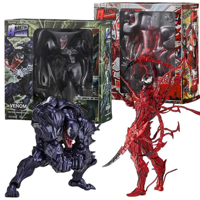 kf S48fdaccd1a3e45108ca0a48bd2164f65B AMAZING YAMAGUCHI Carnage Venom KAIYODO Spider Man Legends Action Figure Joint Movable Change Face Statue Model - Amazing Yamaguchi
